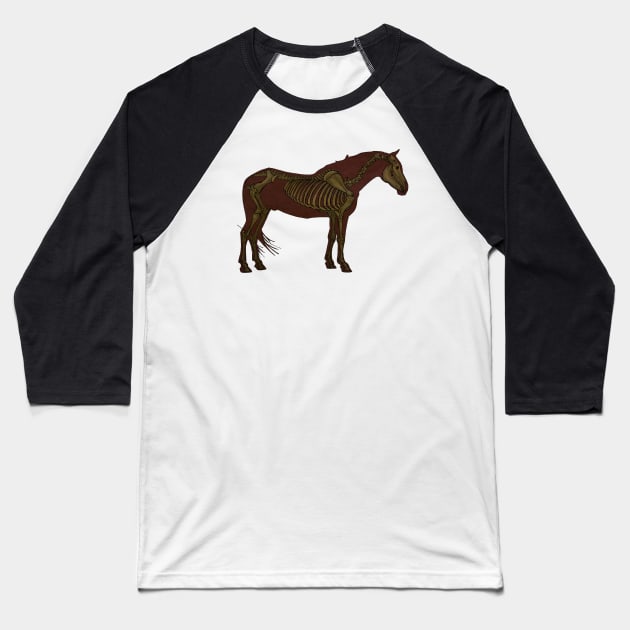 Horse Skeleton Baseball T-Shirt by UntidyVenus